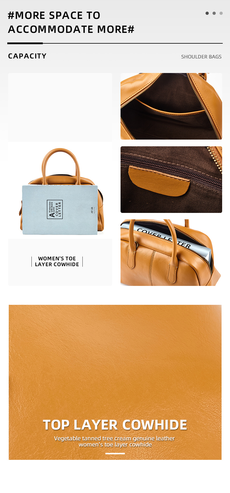 Women's Shoulder Bag Fashion First Layer Leather Bowling Bag Luxury Messenger Bag
