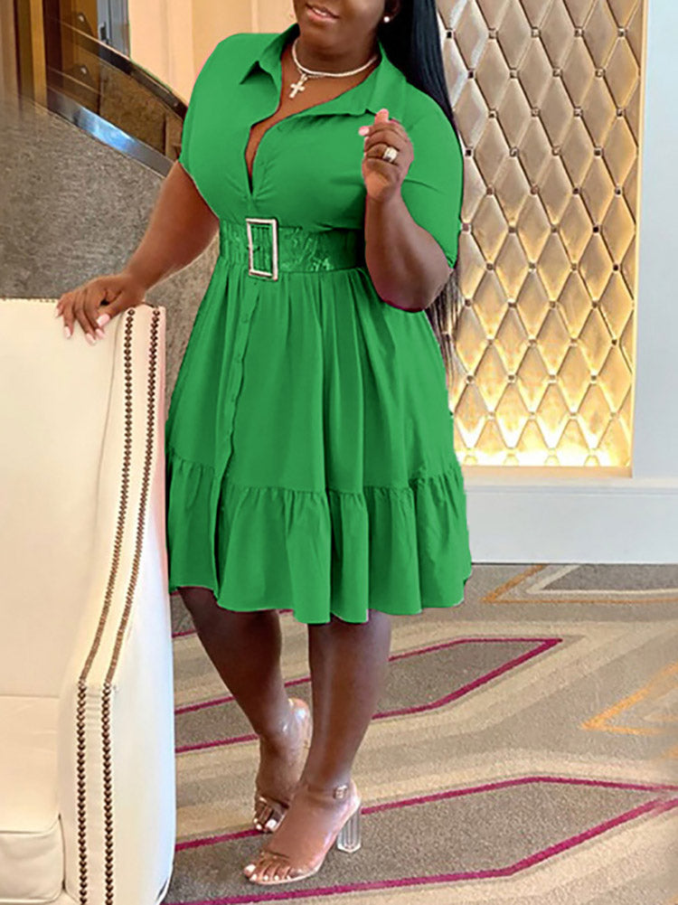 Casual Solid Button Shirt Dresses Maxct