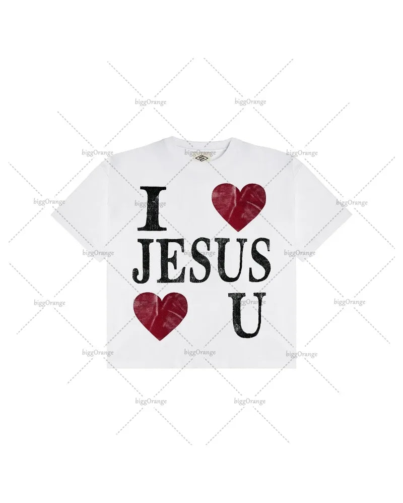 Maxct Y2k Harajuku round neck T-shirt fashion printed street top summer American high street oversized loose cotton men short sleeves