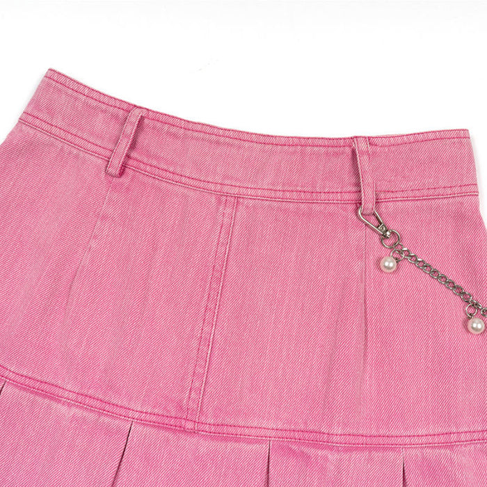 Y2K Pink Denim Skirt Maxct
