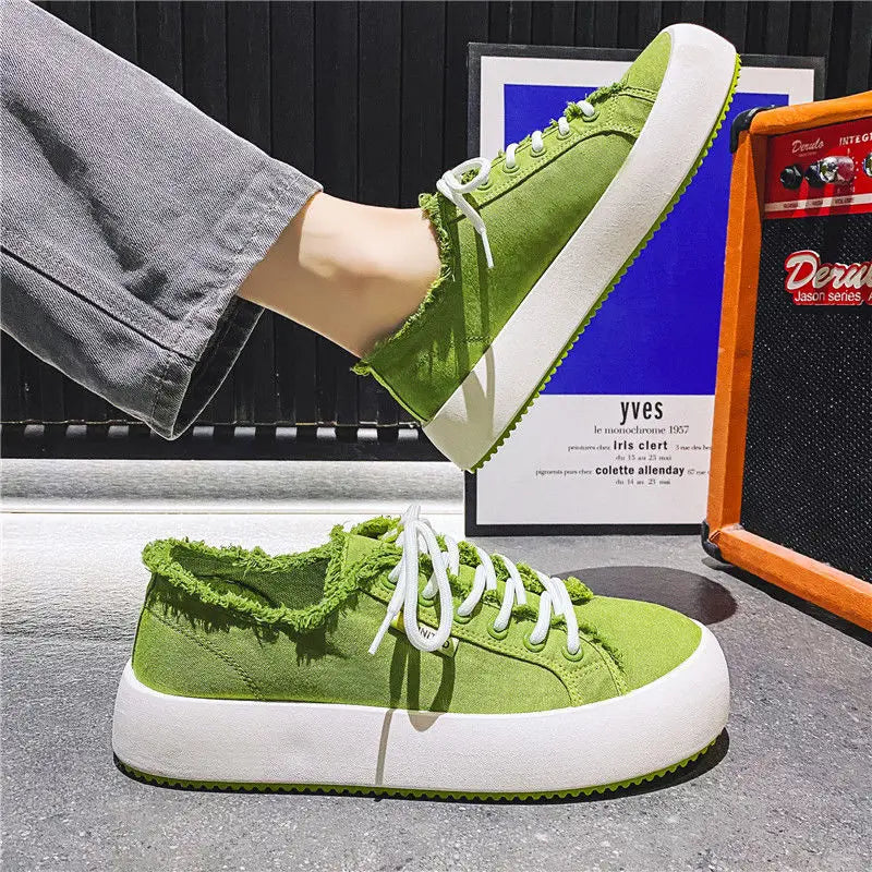 Canvas Men's Casual Lace-Up Platform Sneakers Plimsolls Maxct