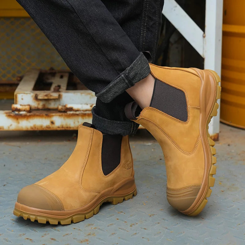 Genuine Leather Work Safety Chelsea Boots for Men Maxct