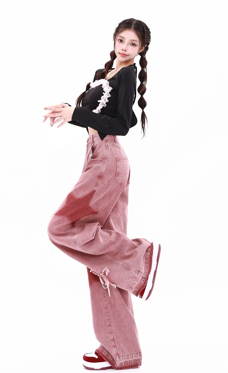 Flared Jeans Thin Retro Mopping Pants