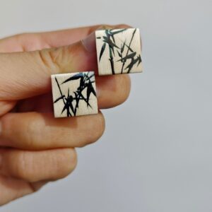 Chinese Lacquer Bamboo Square Studs