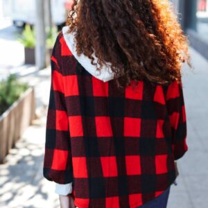 Maxct &Stepping Out Red Buffalo Plaid Ribbed Hooded Sweater