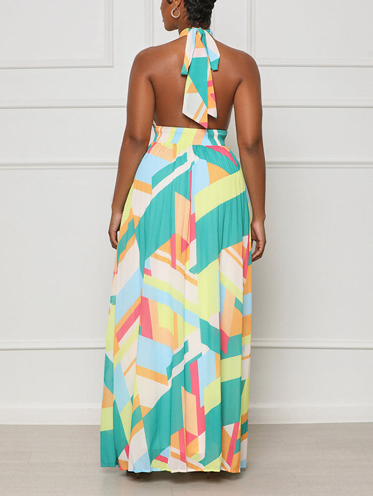 Halter Pleated Maxi Dress Maxct