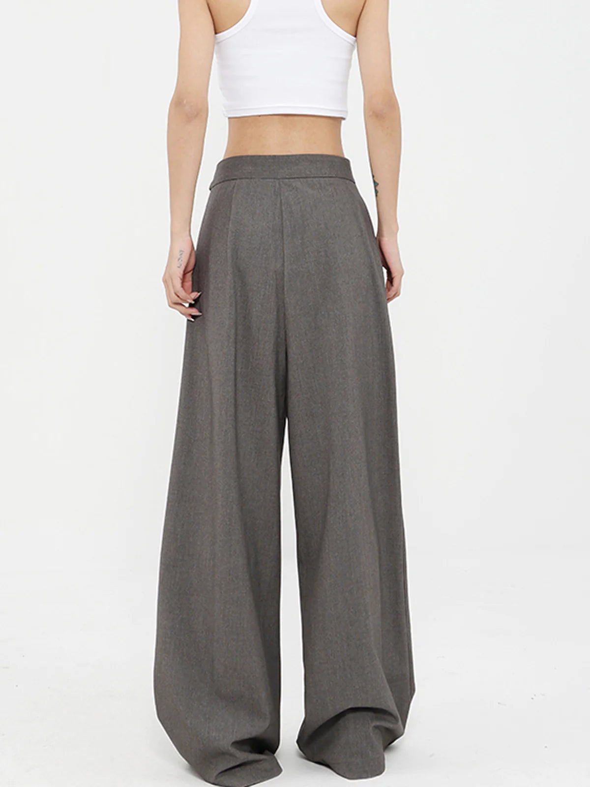 Maxct Tied Pleated Full Length Wide Leg Dress Pants