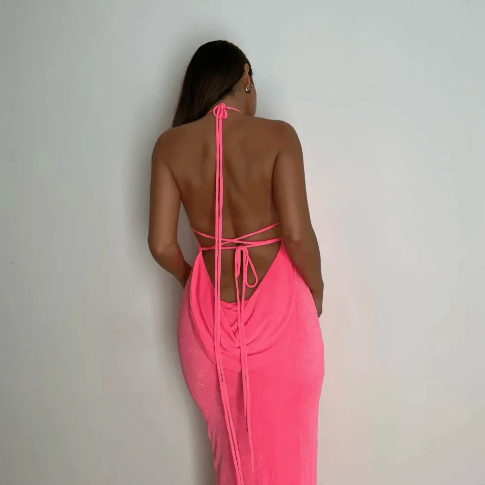 Silvana Draped Back Maxi Dress Maxct