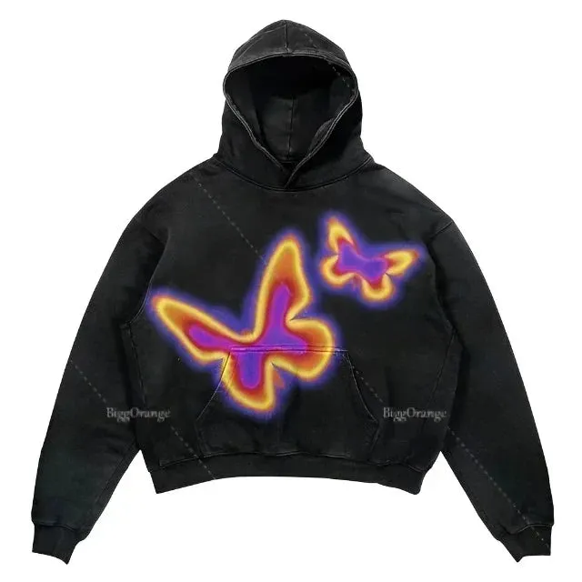Gothic Oversized Black Graphic Hoodie for Women Maxct