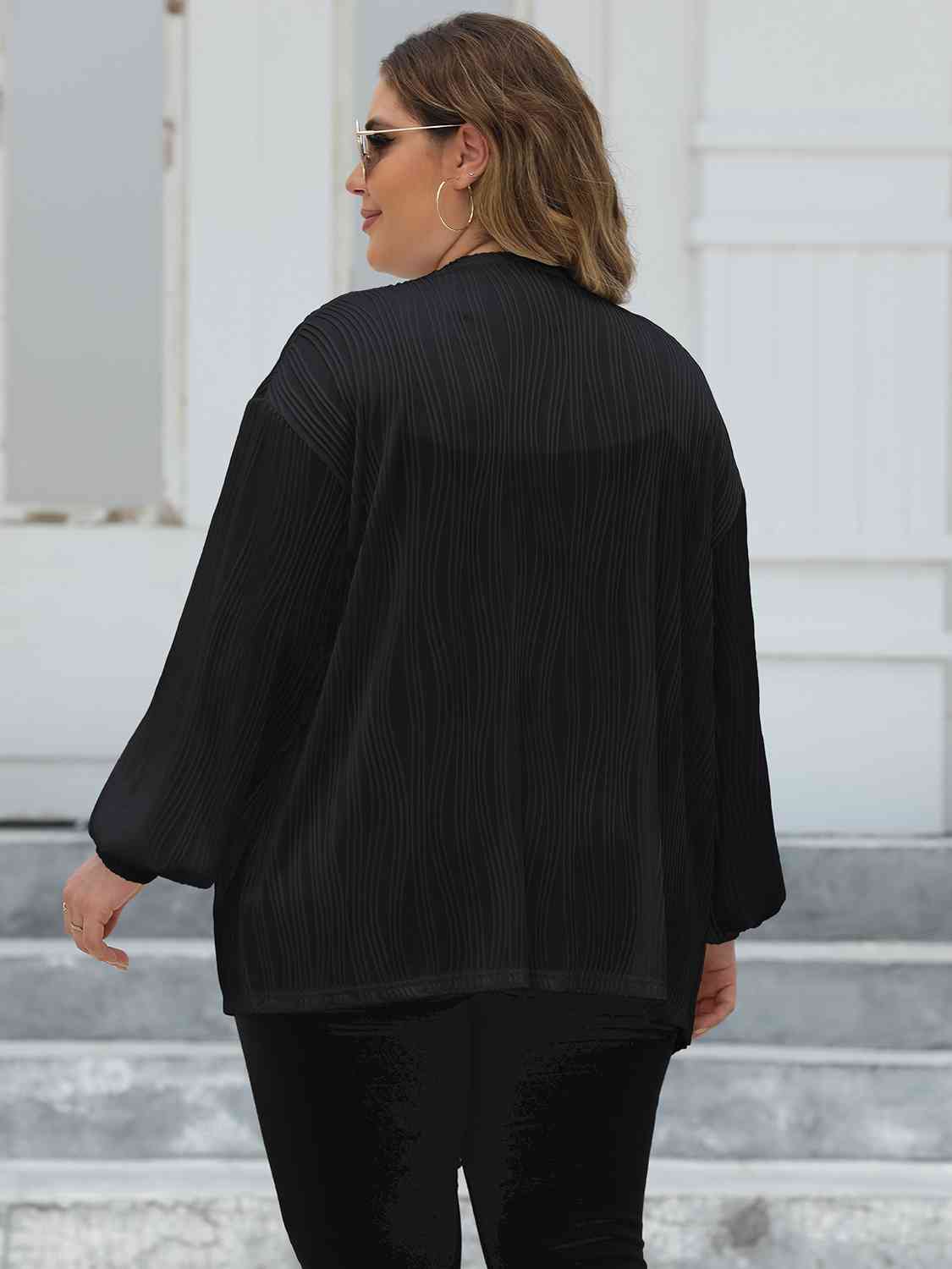 Maxct &Plus Size Open Front Long Sleeve Cardigan