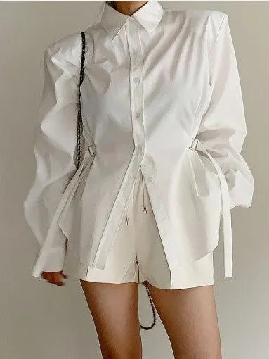 Maxct Simple Adjustable Waist Padded Long Sleeve Shirt