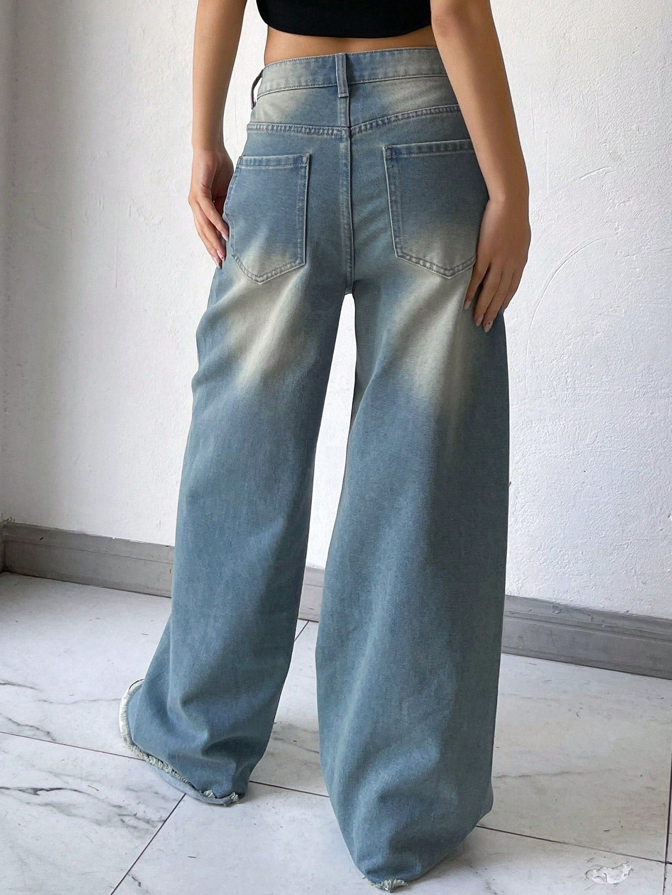 Maxct Women's Casual Wide-Leg Denim Pants With Pockets For Daily And Commuting