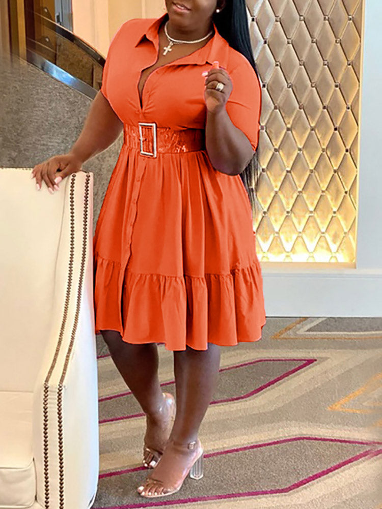 Casual Solid Button Shirt Dresses Maxct