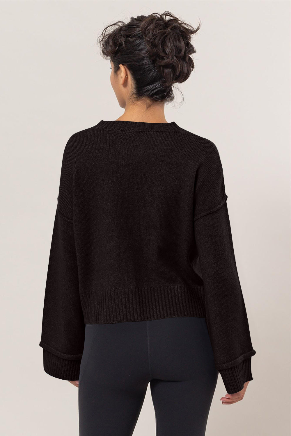 Maxct &HYFVE Round Neck Dropped Shoulder Ribbed Sweater
