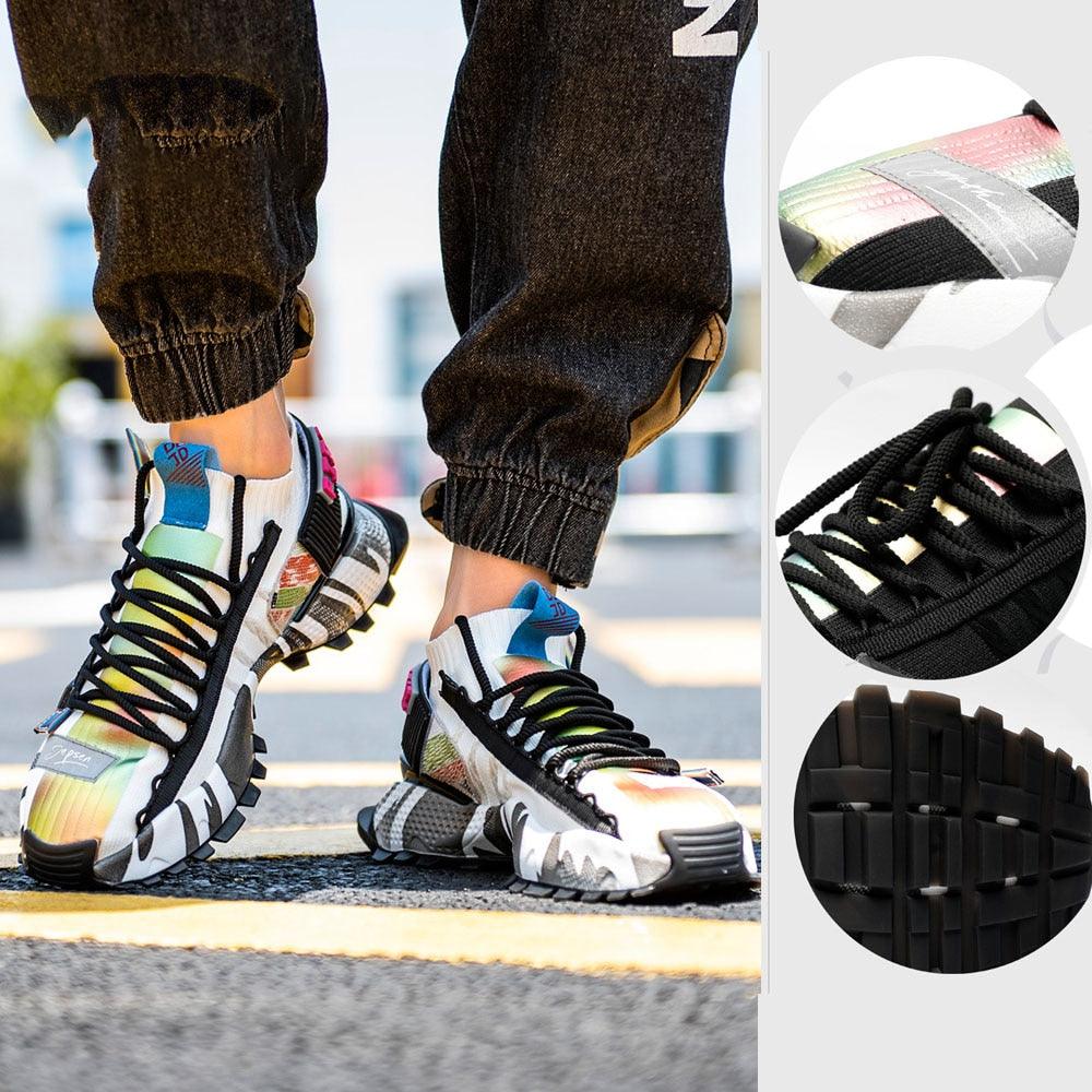 Chunky Style Knitting Sock Sneakers - Ankle Height Round Toe Wedge Maxct