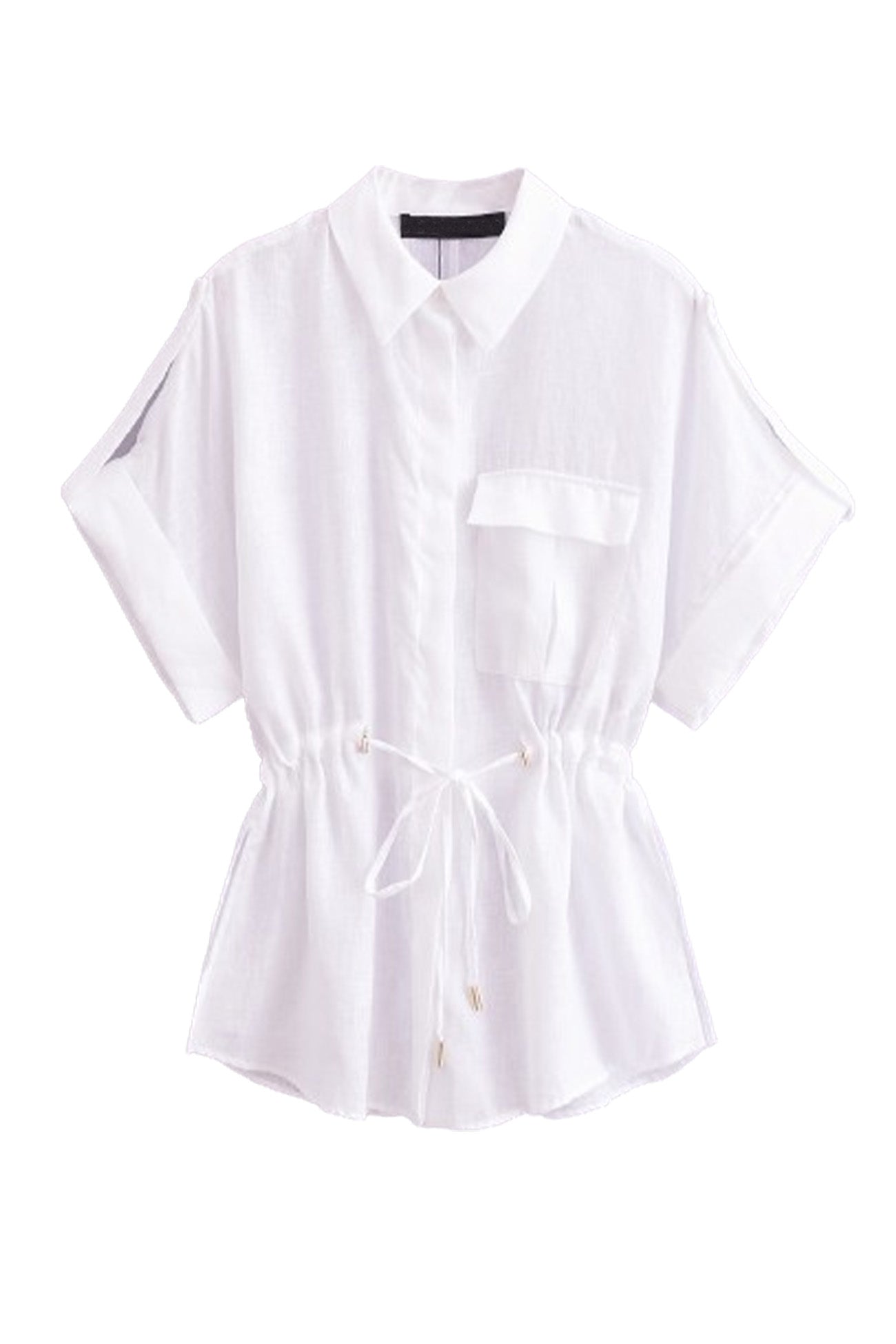Maxct Half Sleeve Drawstring Shirt Long Pants Two-Piece Set
