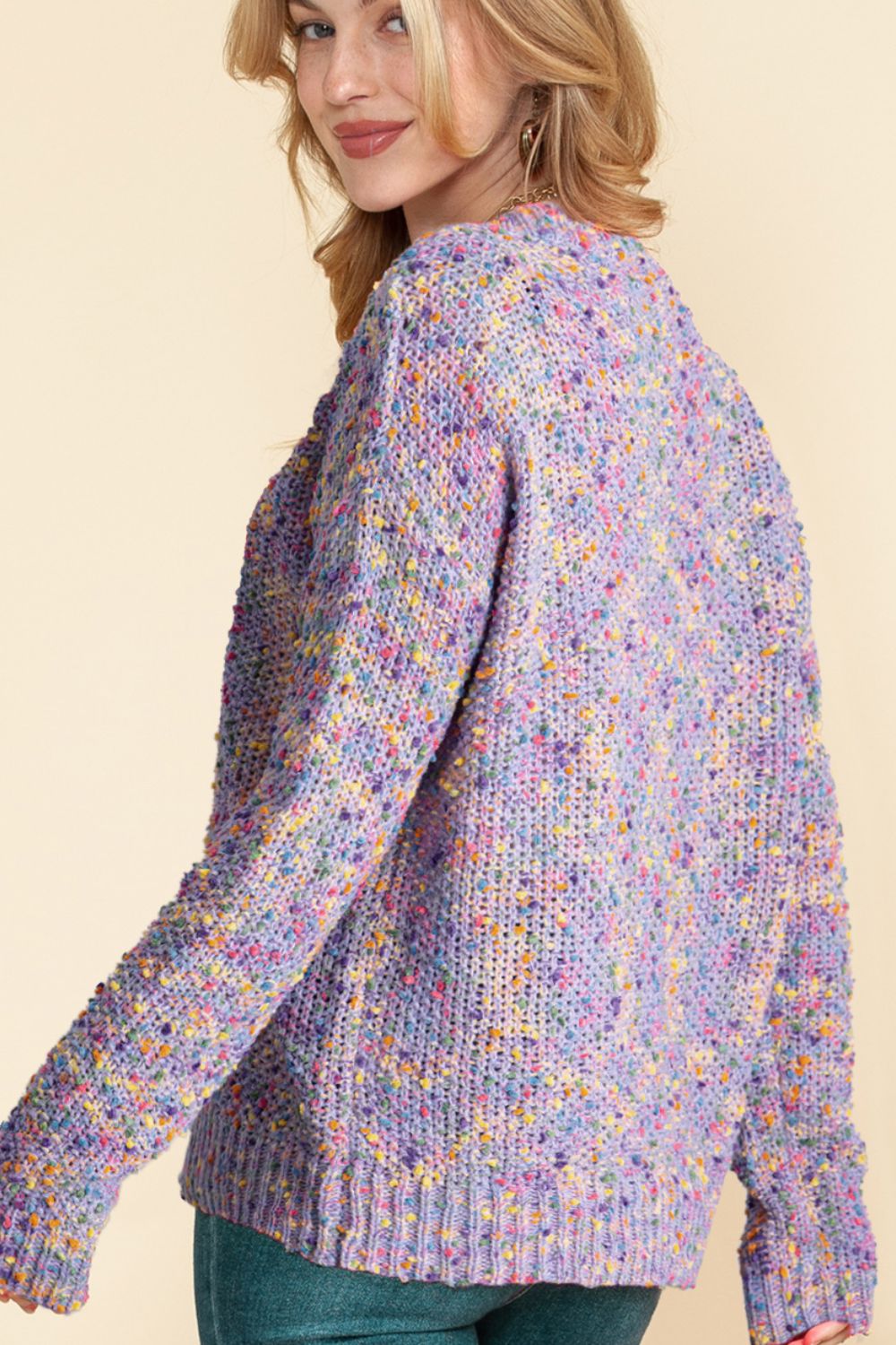 Maxct &Confetti V-Neck Long Sleeve Sweater