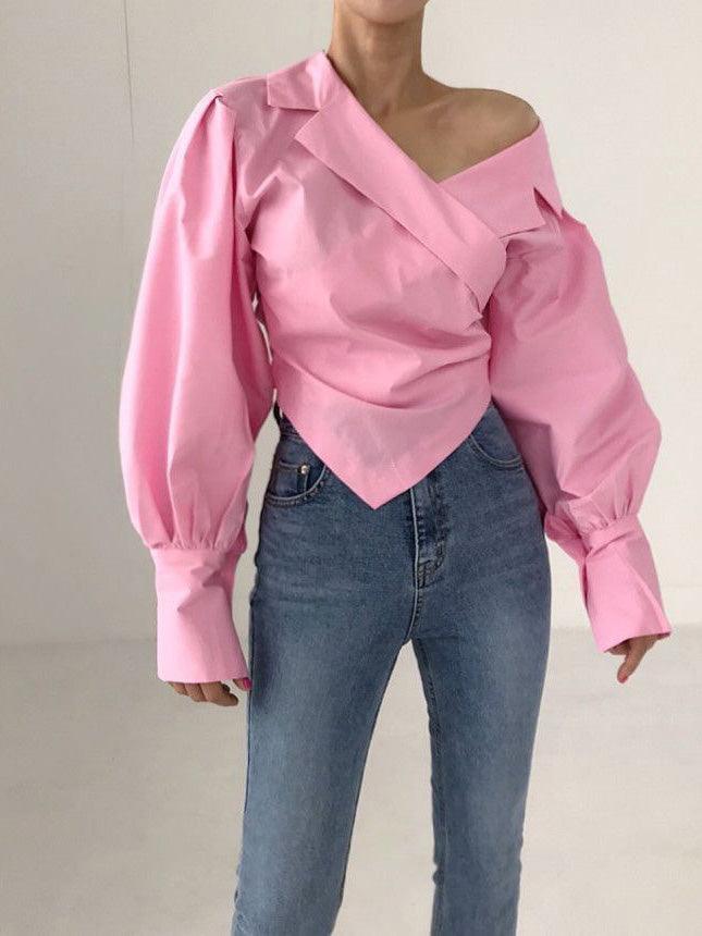 Maxct Irregular Off-the-shoulder Shirt Blouses