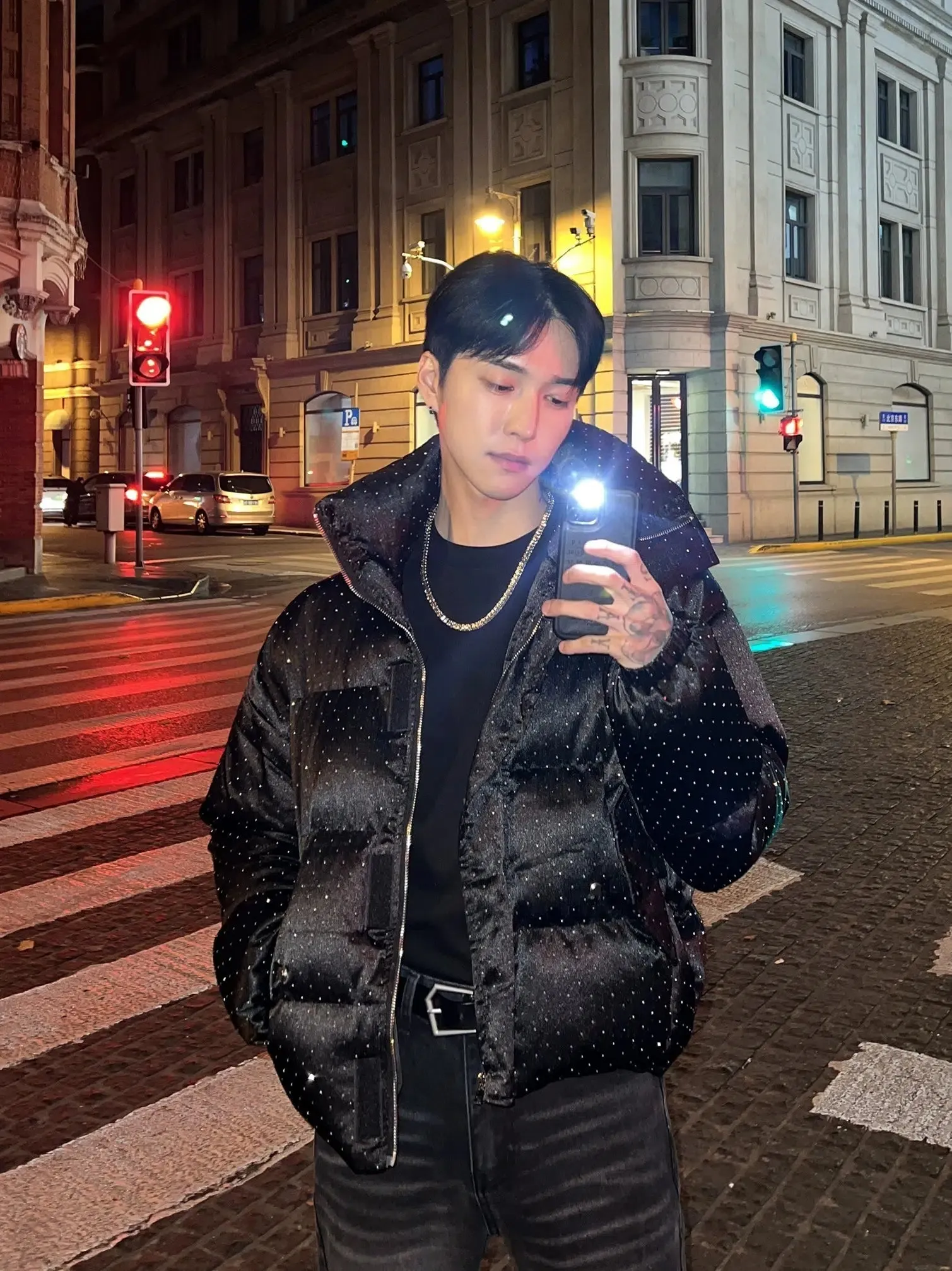 Maxct Star-studded Zipper Down Jacket