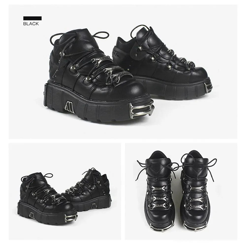 Goth Platform Sneakers for Women - Edgy Style in Classic Black Maxct
