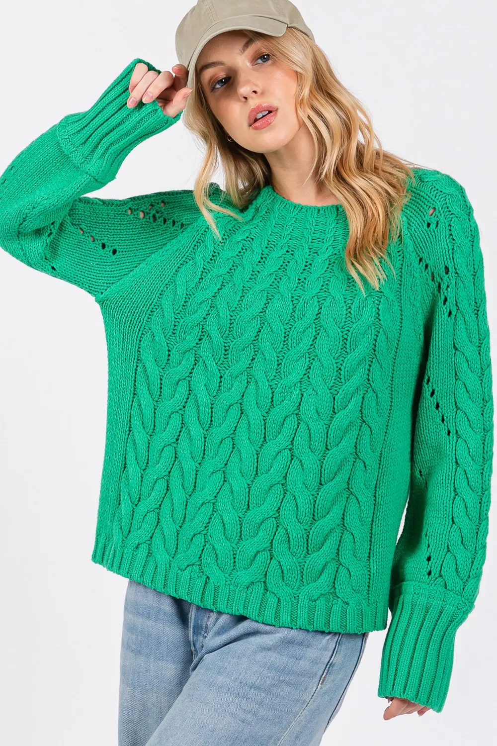 Maxct &SAGE + FIG Cable-Knit Long Sleeve Sweater