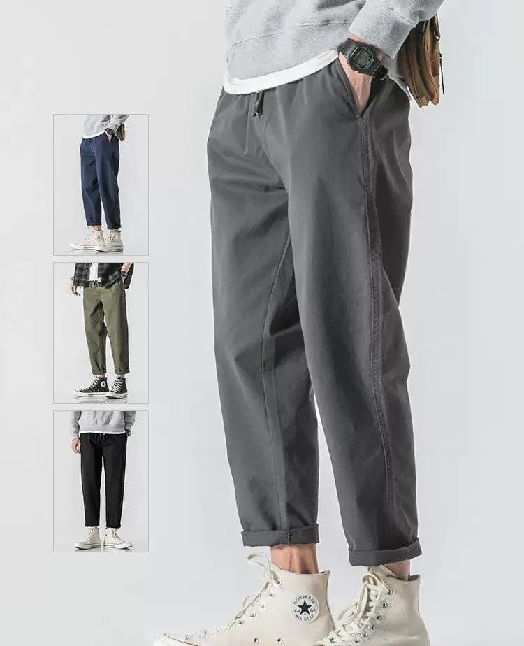 Maxct Spring Drawstring Cotton Elastic Waist Pants