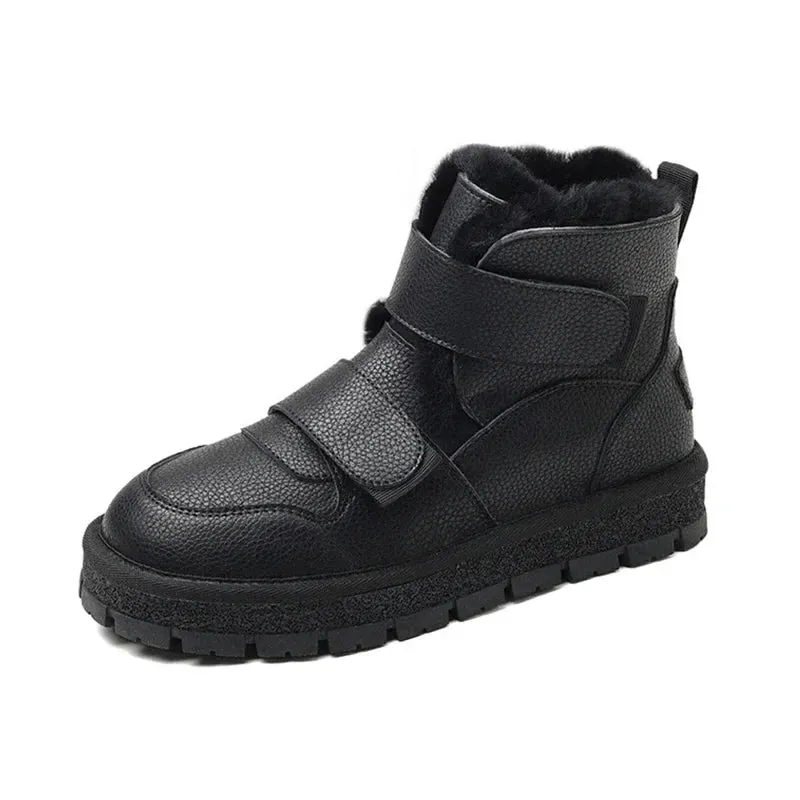 Leather Winter Snow Boots with Wool for Women Maxct