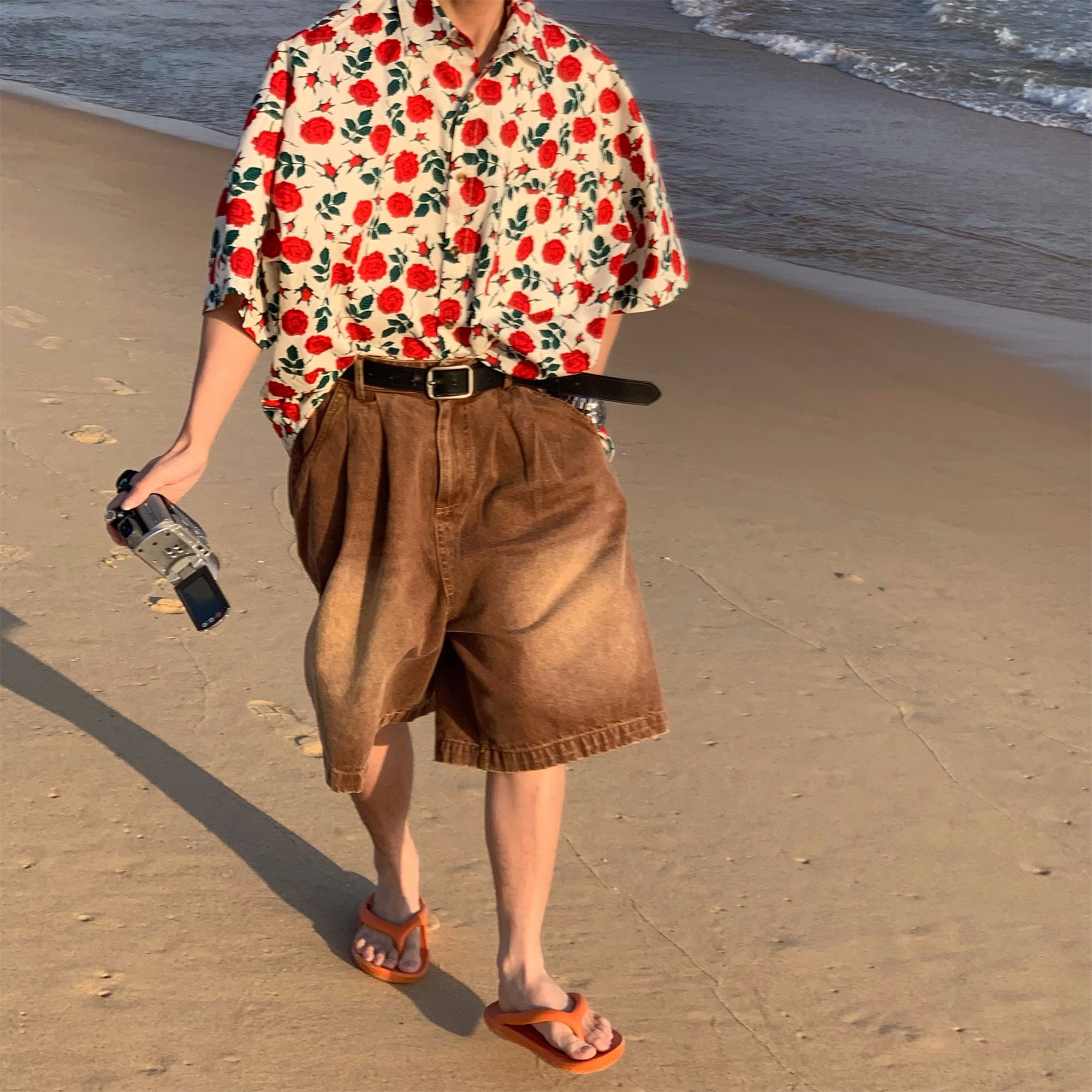 Red Rose Button-Up Shirt Maxct