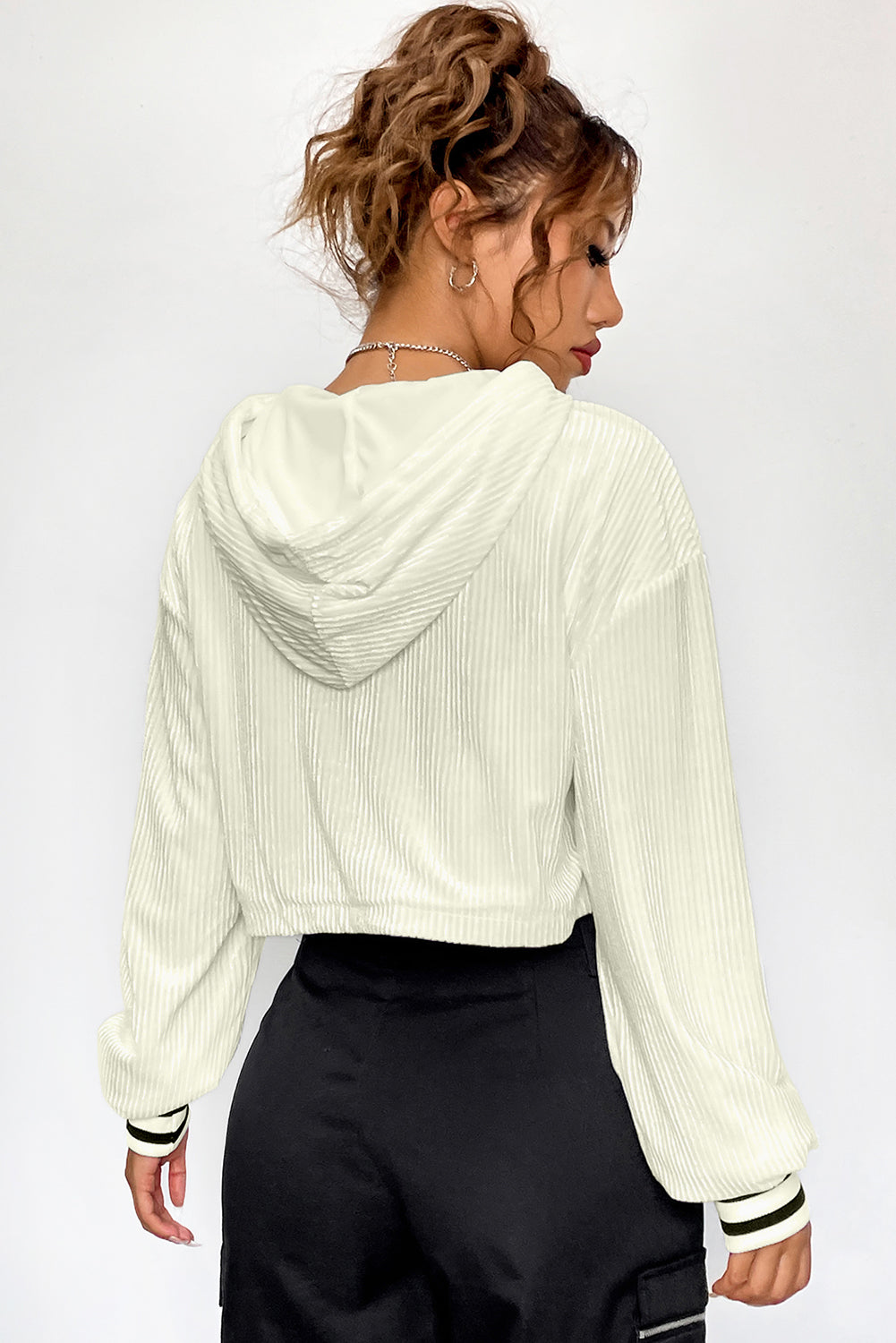 Maxct &Drawstring Drop Shoulder Long Sleeve Hoodie