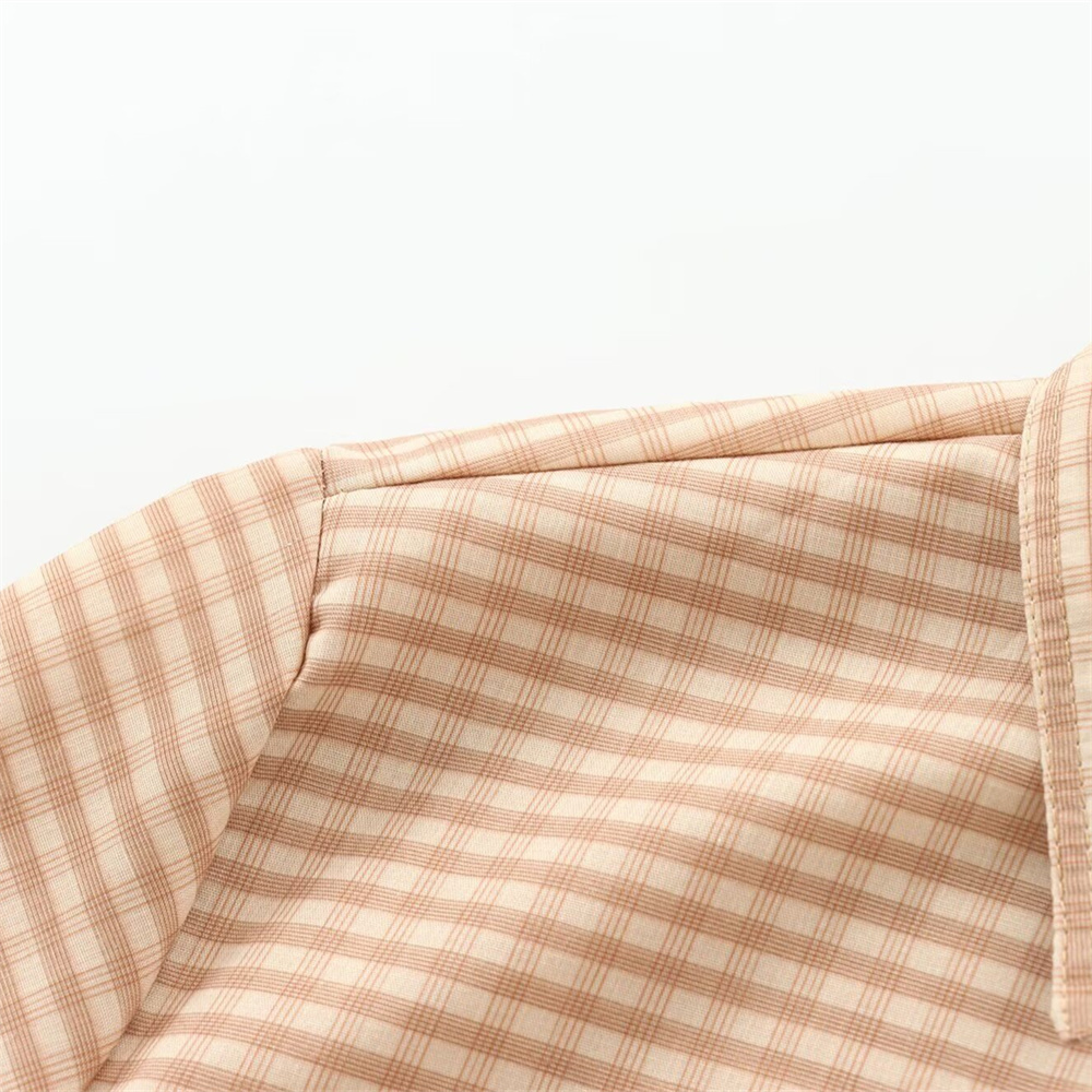 Autumn New Product Women's Fashion Loose Casual Collar Long Sleeve Pocket Decorative Checkered Shirt