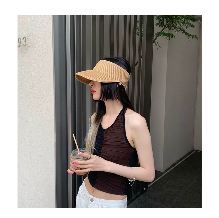 No Top Women's Summer Sun-Proof Travel Fashion Cover Face Straw Hat