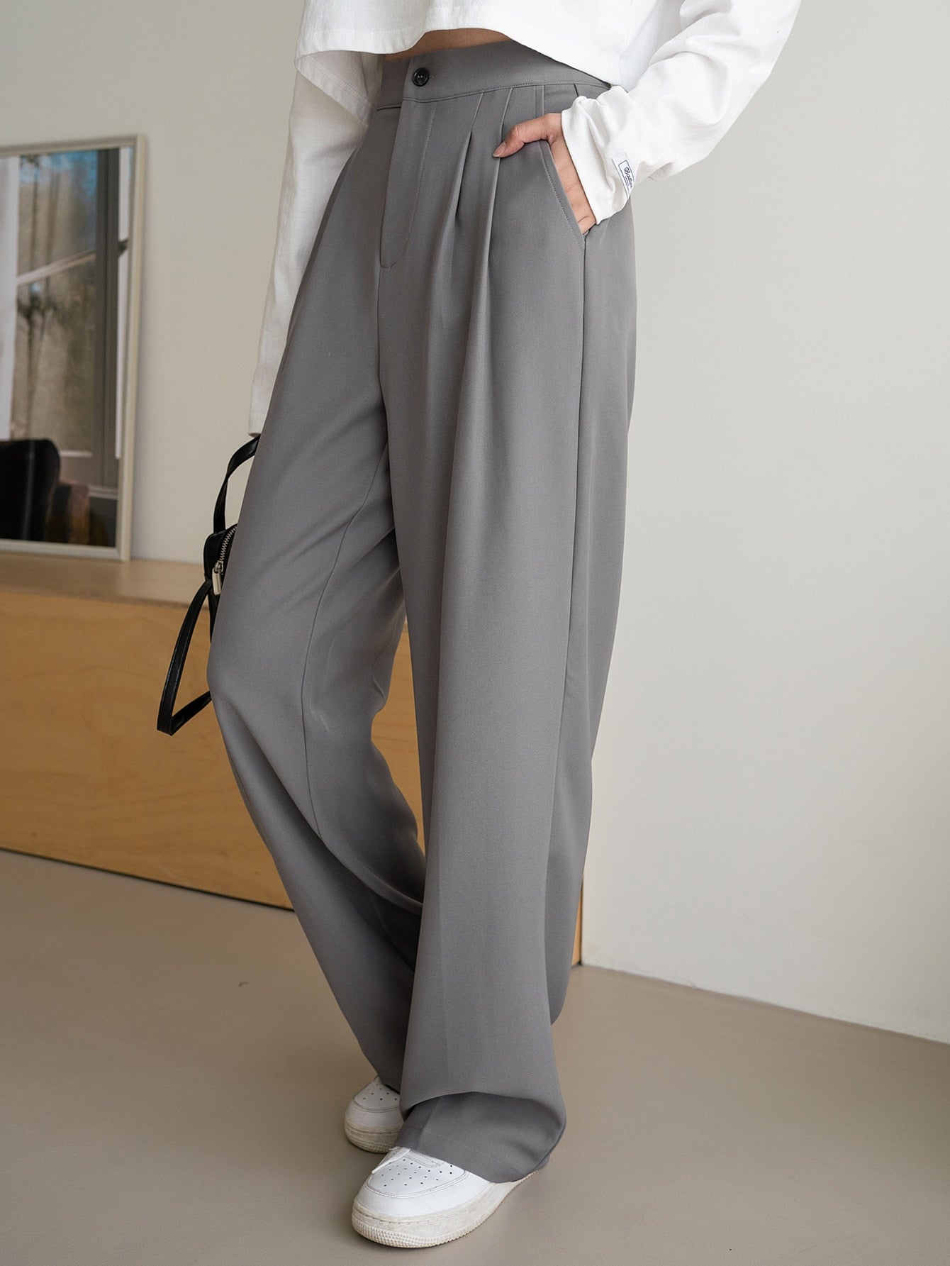 Maxct Solid High Rise Tailored Pants