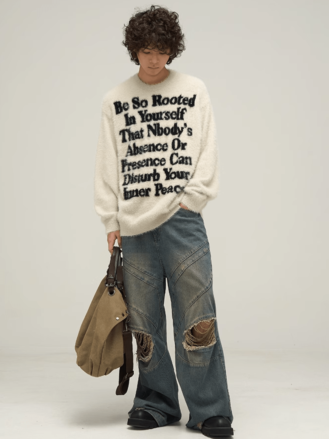 Maxct [Motherfucker] Lazy Wind Round Neck Knit Sweater Na709