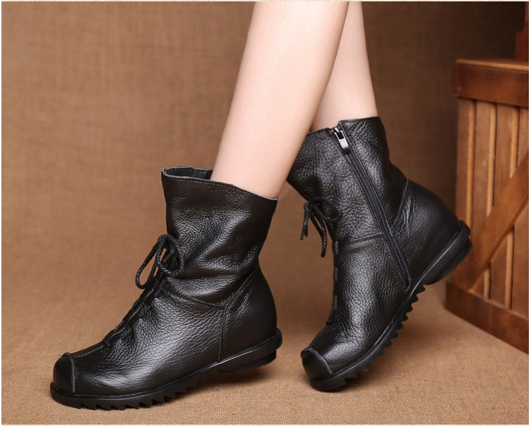 Retro-Style Handmade Leather Boots for Women - true-deals-club
