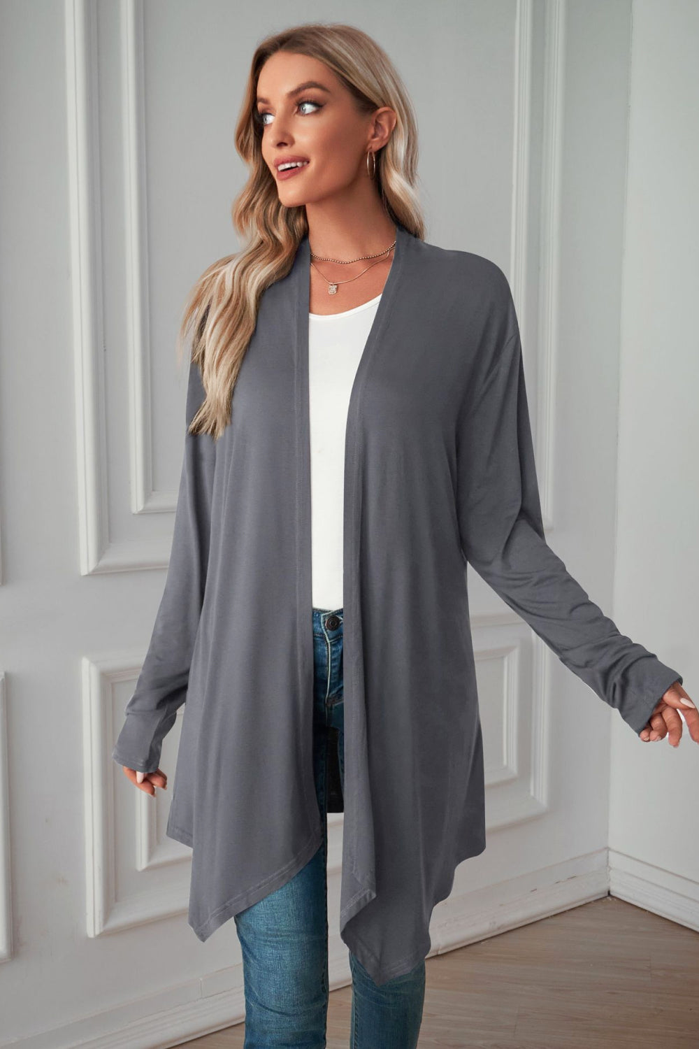Maxct &Open Front Long Sleeve Cardigan