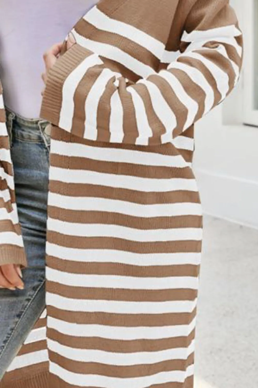 Maxct &Striped Open Front Longline Cardigan