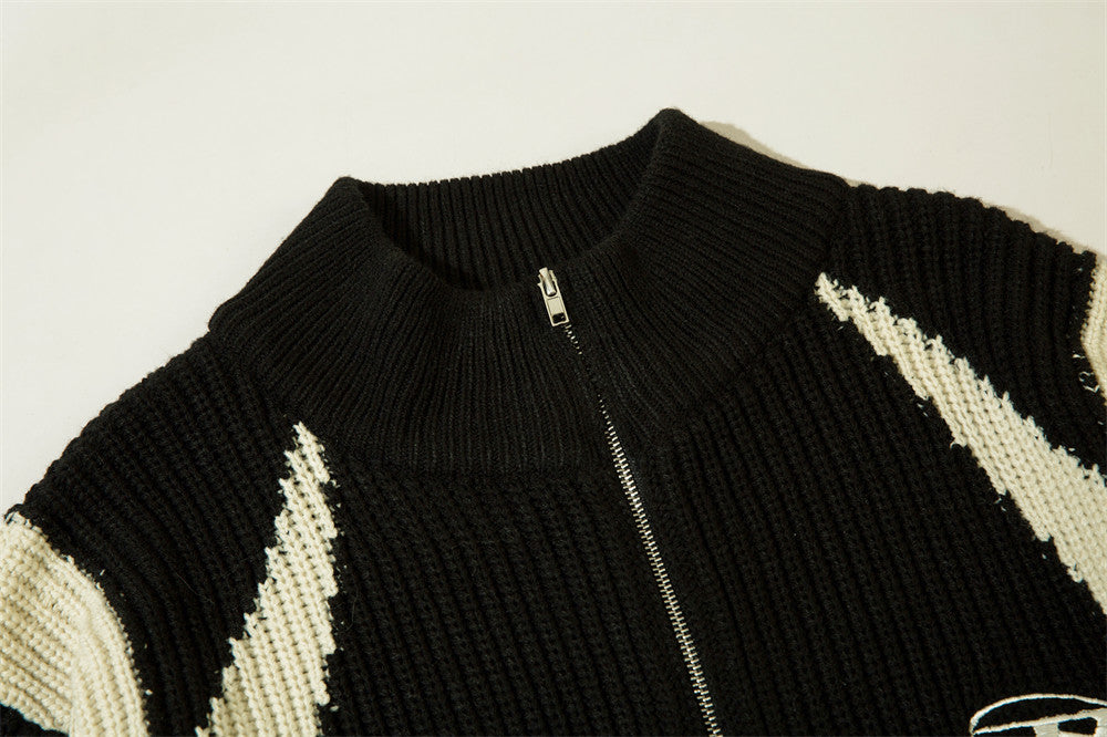 Maxct Patchwork Oversized Zip Up Cardigan