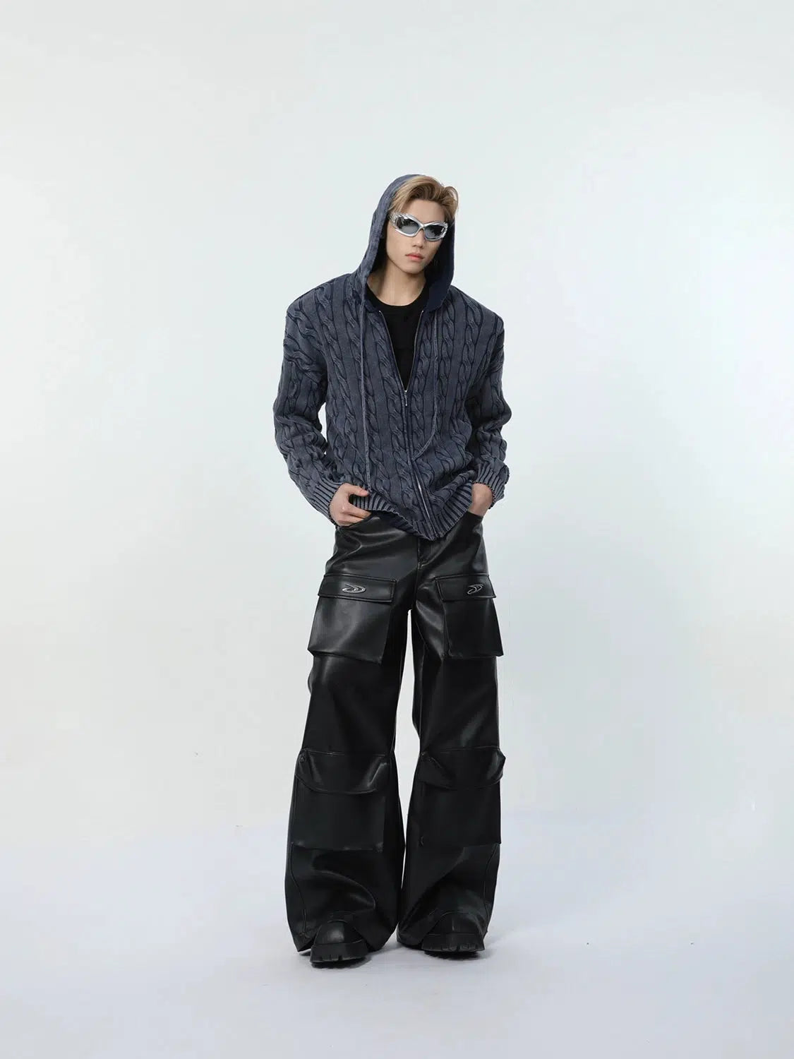 Maxct Cable Knit Hooded Cardigan Sweater
