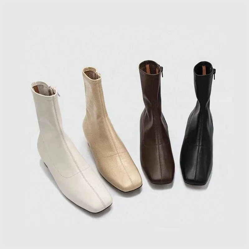 Squared Toe Sock Boots Yellow/Beige/Black/Coffee Maxct