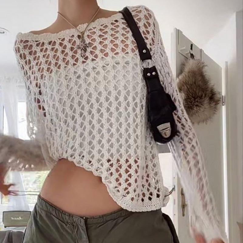 Maxct &Long Sleeve Fishnet Top