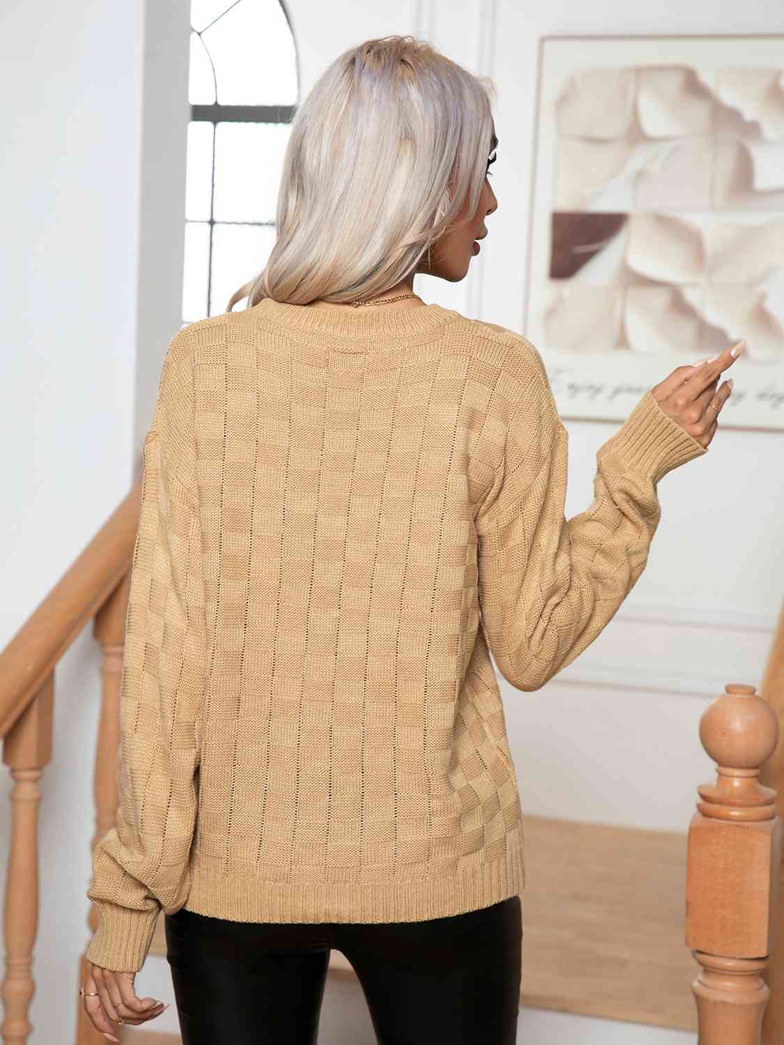 Maxct &Round Neck Drop Shoulder Sweater