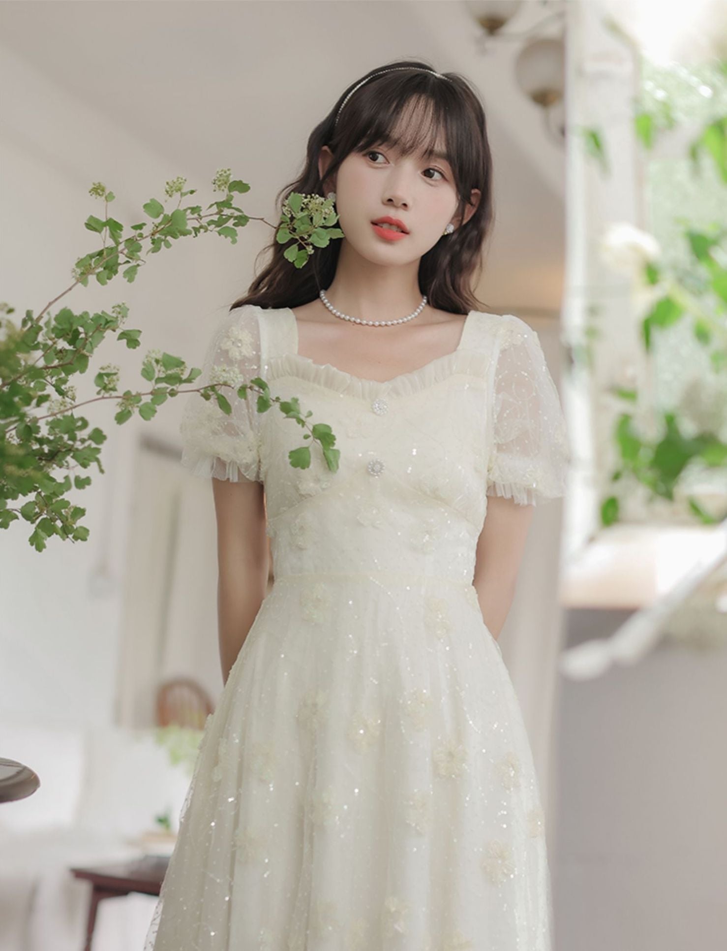 Delicate Flower Sequin Maxi Dress Maxct