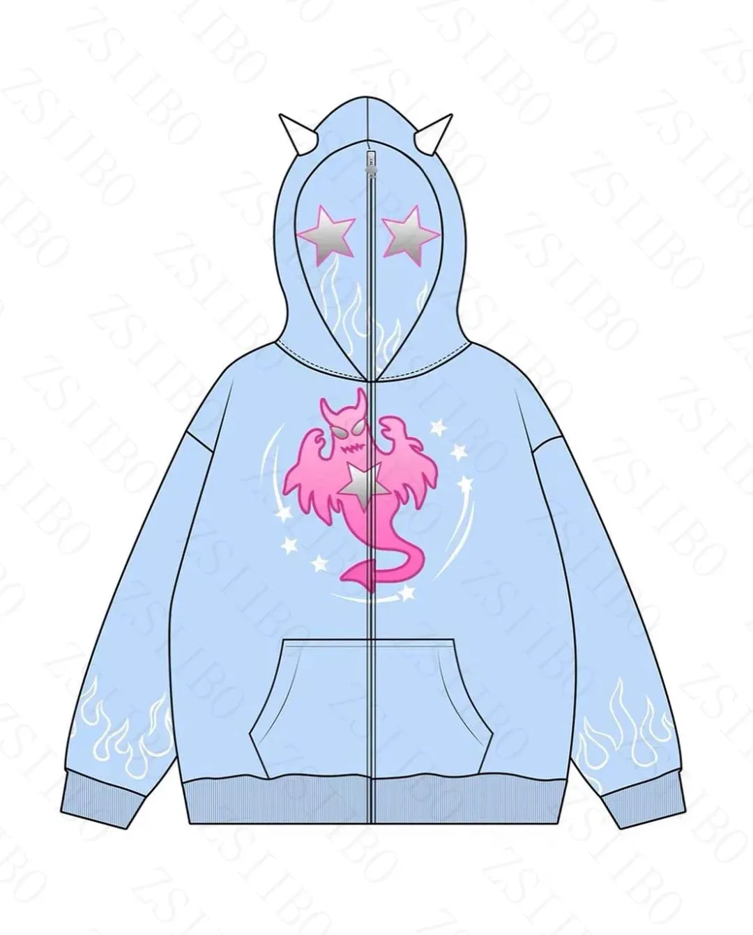 Maxct y2k Woman hoodies halloween Pullover Sweatshirts Anime Full zip-up Streewear Oversized hoodie kpop goth long sleeves tops traf