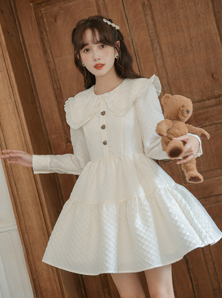 Jacquard Peter Pan Babydoll Tiered Mini Dress Maxct