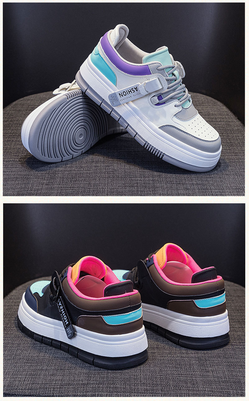 Women's  5cm Leather Wedge Sneakers - true deals club