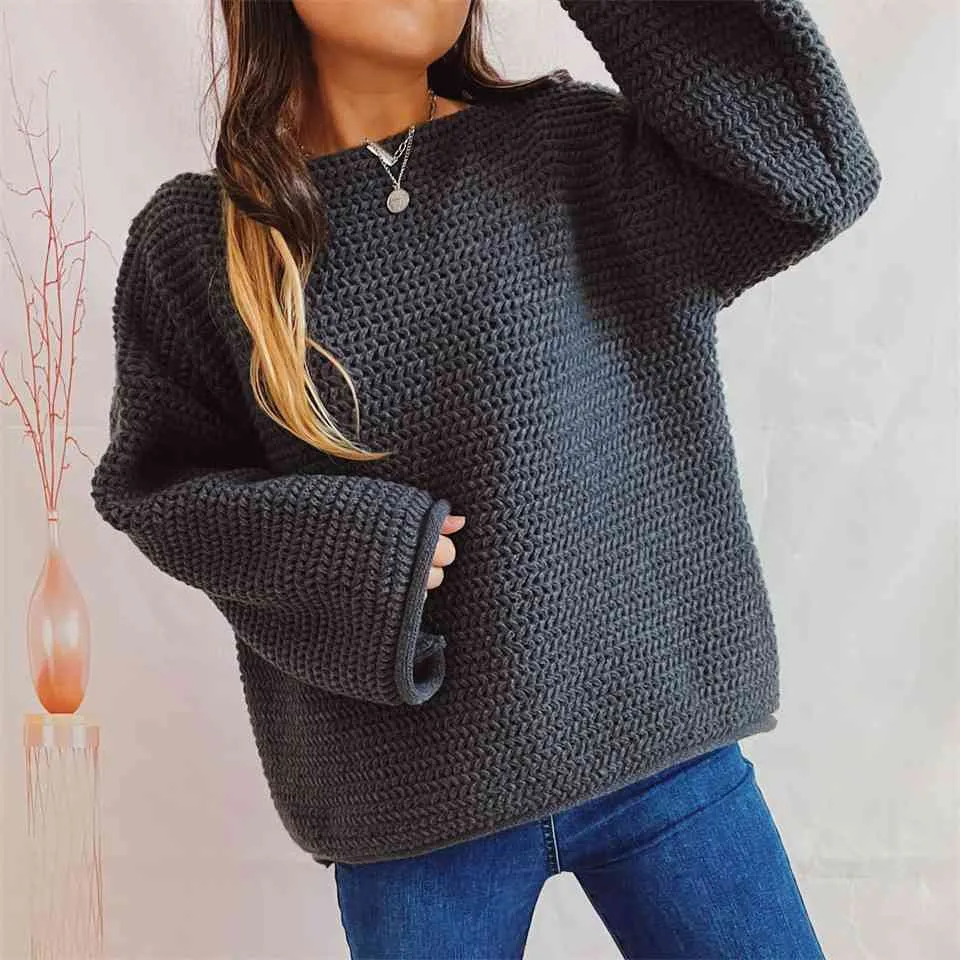 Maxct &Openwork Boat Neck Long Sleeve Sweater