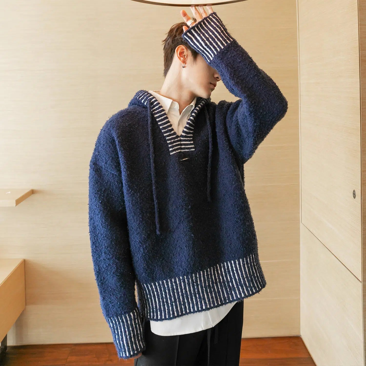 Maxct V-Neck Hooded Sweater