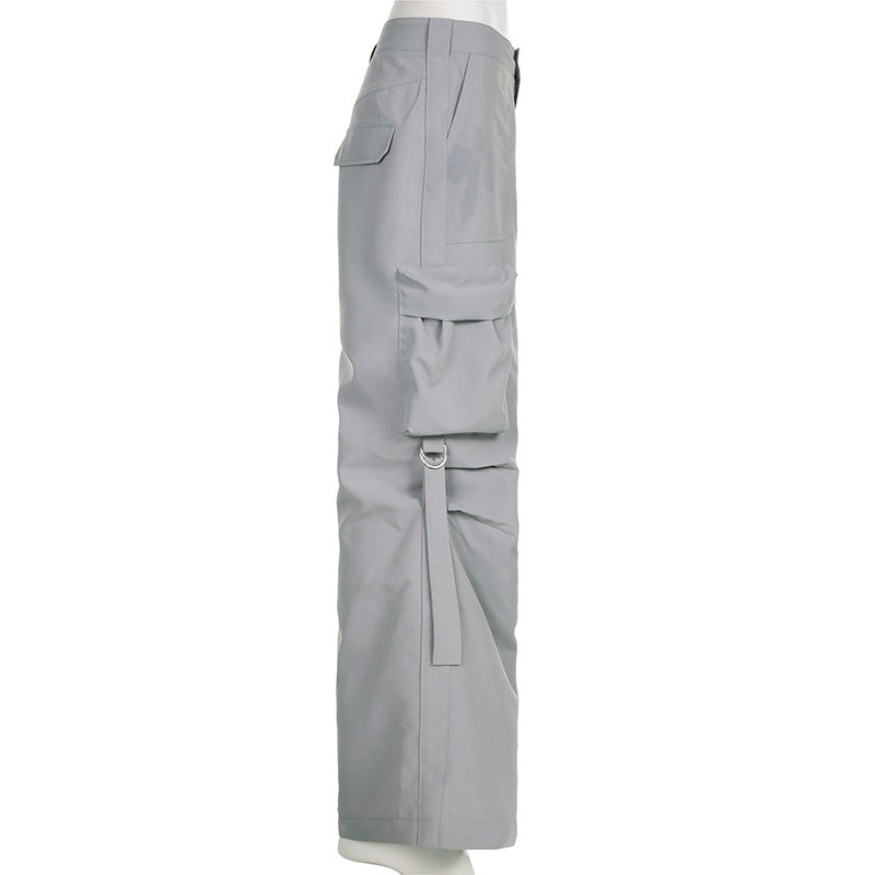 Washed Gray Baggy Cargo Jeans Maxct