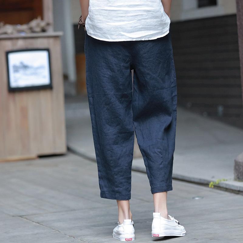 Maxct Women Cotton And Linen Casual Cropped Pants