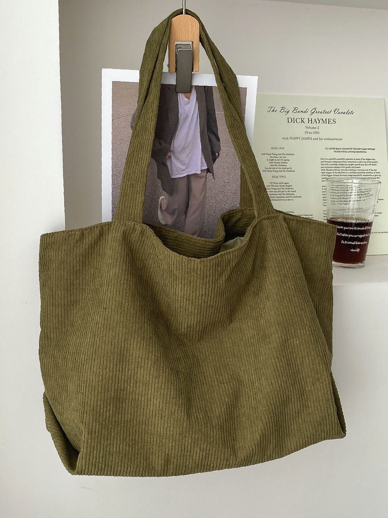 Maxct - Large Capacity Corduroy Shoulder Tote Bag  - Women Tote Bags